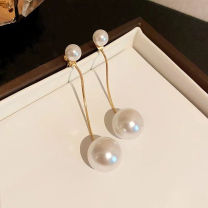 AWJ-157 Elegant Pearl Hanging Korean Earrings – Stylish, Lightweight & Trendy Fashion Jewelry For Women Silver